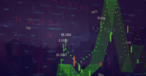 digital fluorescent data visuals overlapping cityscape silhouette - Download Free Stock Images Pikwizard.com