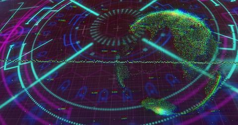 Futuristic Data Visualization with 3D Rotating Globe - Download Free Stock Images Pikwizard.com