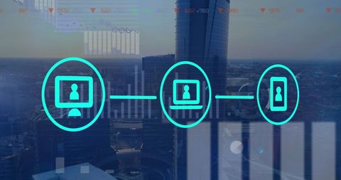Digital Network and Data Processing Over Urban Skyline - Download Free Stock Images Pikwizard.com