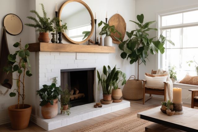 Cozy Living Room with Houseplants and Minimalist Decor - Download Free Stock Images Pikwizard.com