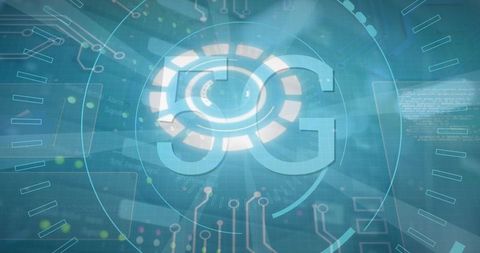 Technology conceptual symbol with 5g visual overlay