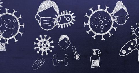 Chalk-Style Icons Highlighting COVID-19 Pandemic Awareness - Download Free Stock Images Pikwizard.com