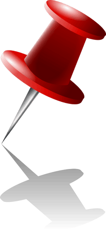 Vector Red Pushpin Icon on Transparent Background