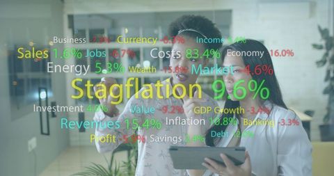 Businesswomen Analyzing Economic Data Visualization