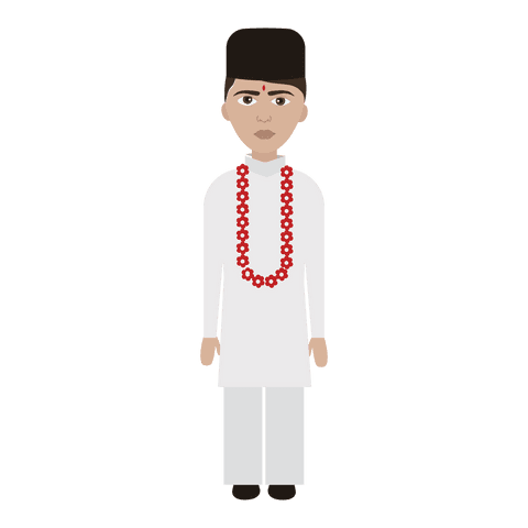 Traditional dressed boy illustration on transparent background