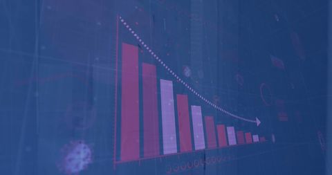 digital financial data chart with declining trend over blue background - Download Free Stock Images Pikwizard.com