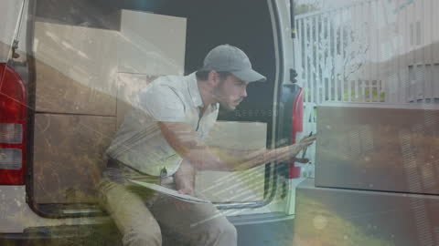 Warehouse Worker Managing Modern Digital Inventory