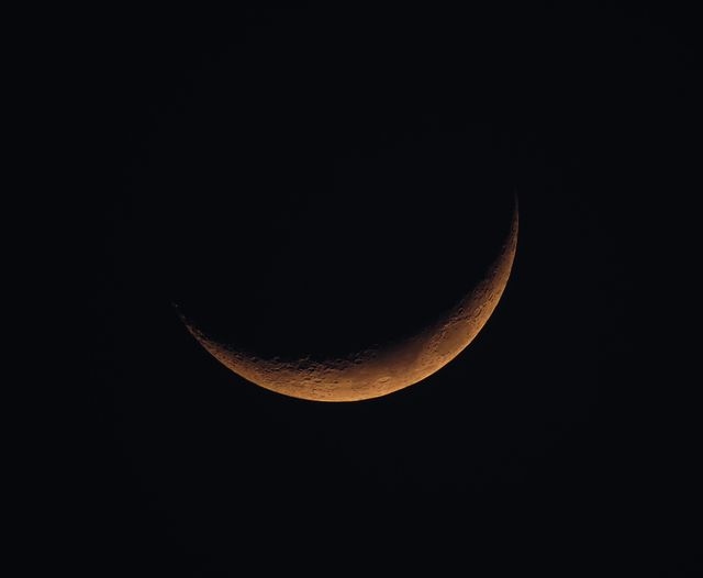 Waxing Crescent Moon in Starless Night Sky - Download Free Stock Photos Pikwizard.com
