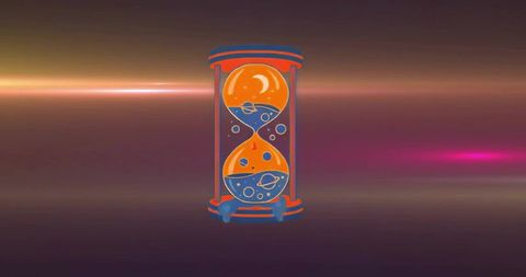 Neon Cosmic Hourglass in Digital Space with Vibrant Glow