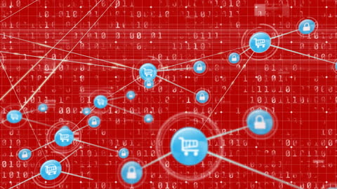 Digital Network Connections with E-commerce and Security Icons