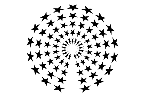 Transparent black star shapes set on clear background