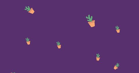 Playful Cacti Pots Falling on Purple Background - Download Free Stock Images Pikwizard.com