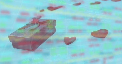 Gift Box and Hearts with Stock Market Data Compilation - Download Free Stock Images Pikwizard.com