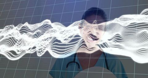 Nurse Interacting With Digital AR Healthcare Technology