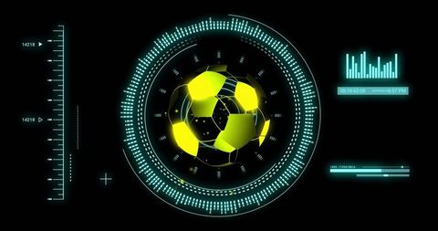 Futuristic digital soccer and data interface concept