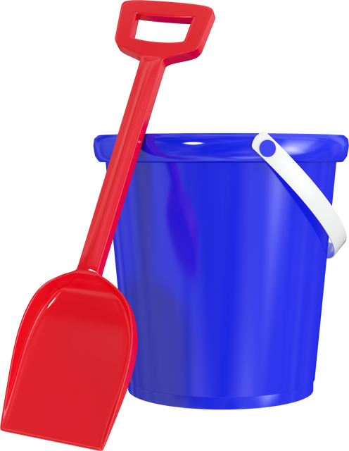 Transparent Blue Plastic Bucket with Red Shovel for Kids Sand Play - Download Free Stock Videos Pikwizard.com