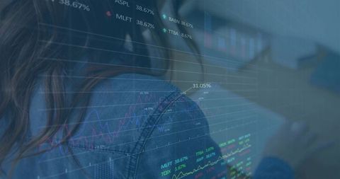 Businesswoman Analyzing Financial Charts with Smartphone