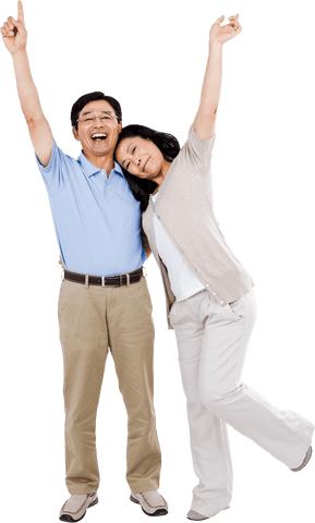 Joyful Mature Couple Celebrating on Transparent Background