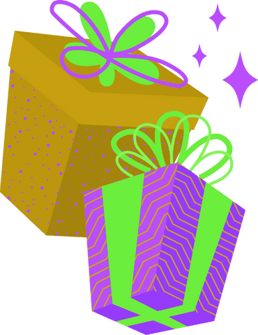 Floating festive gift boxes with vibrant colors and transparent background