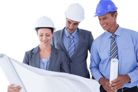 group of engineers discussing blueprints with transparent background - Download Free Stock Videos Pikwizard.com