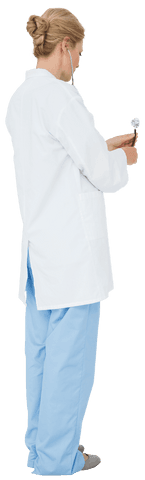 Transparent medical professional listening with stethoscope