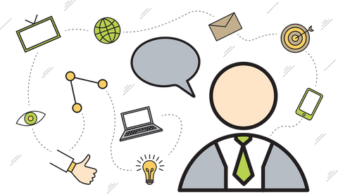 transparent png illustration with productivity icons and person - Download Free Stock Videos Pikwizard.com