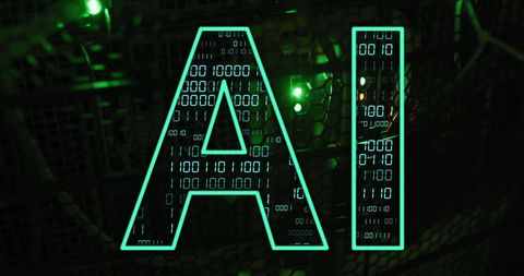 Futuristic AI Text with Digital Binary Code Background - Download Free Stock Images Pikwizard.com