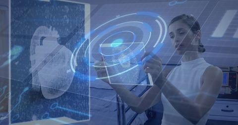 Woman Interacting with Futuristic Digital Interface in Hospital Environment - Download Free Stock Images Pikwizard.com