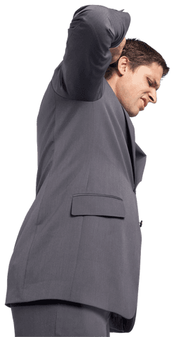 Businessman Suffering Back Pain on Transparent Background