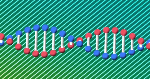 Colorful DNA Strand Over Striped Pattern Background