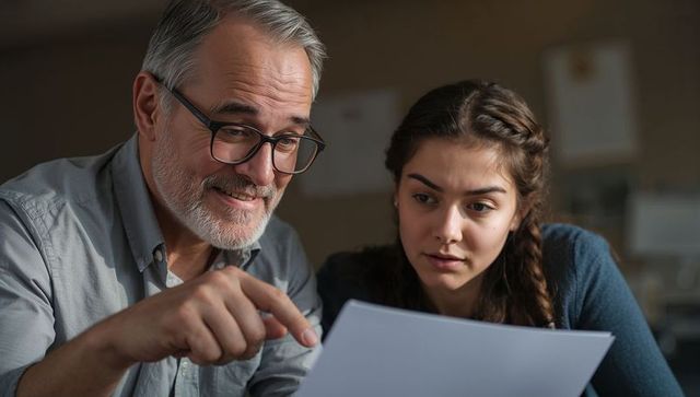 Senior Mentor Guiding Young Woman Through Document Review and Career Coaching