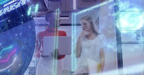 Collaborative Business Discussion with Digital Sphere Overlay