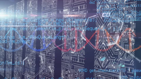 Futuristic DNA Data Processing Animation
