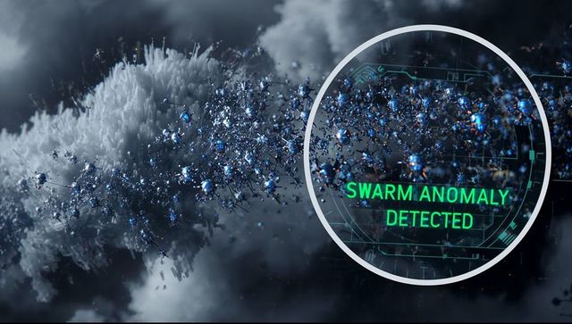 Detecting micro-drone swarm anomaly with futuristic hud magnifier
