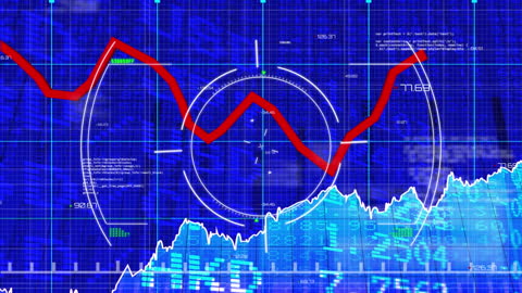 Dynamic Financial Data Visual Animation Blue Background