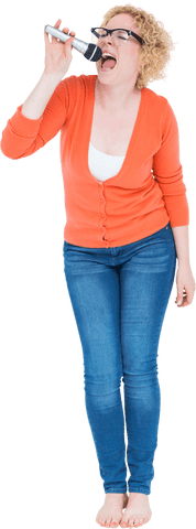 spirited woman singing with microphone on transparent background - Download Free Stock Videos Pikwizard.com