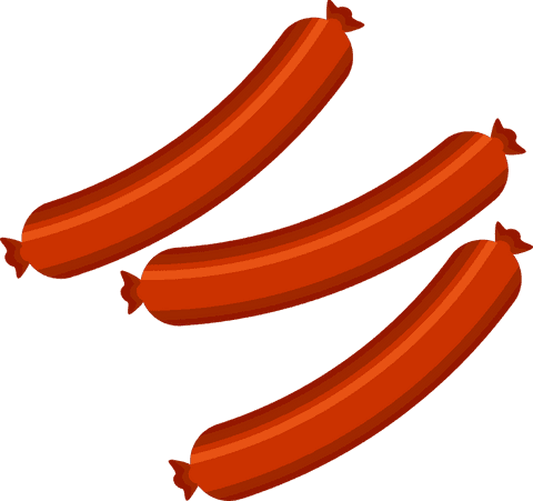 Stylized transparent sausages in flat design minimalist style