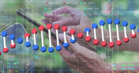 Digital Network Concept with DNA Helix Overlay