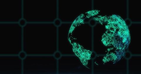 Futuristic Digital Globe with Wireframe Connections