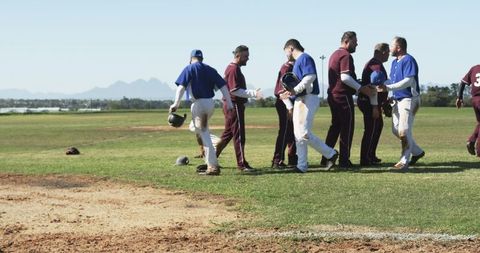 Baseball Players Poised in Post-Game Handshake Demonstrating Sportsmanship
