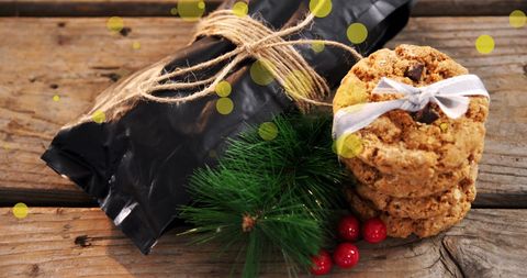 Festive Cookies and Holiday Decoration Composition