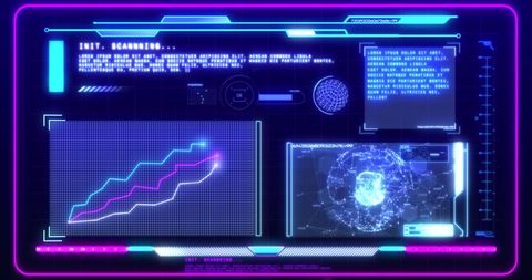 Futuristic Virtual Interface with Digital Data Panels - Download Free Stock Images Pikwizard.com