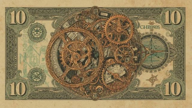 Vintage Steampunk Currency Design with Intricate Gears