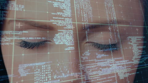 Abstract Data Visualization Over Woman's Face