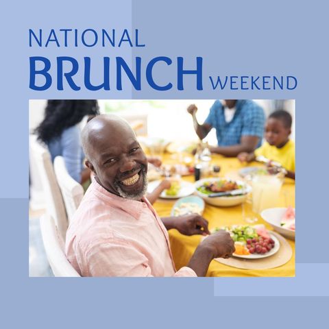 Happy african american family celebrating national brunch weekend
