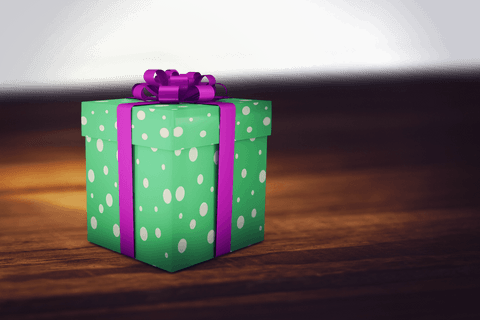 Transparent background green gift box mockup