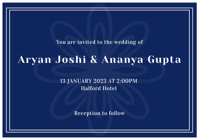 Elegant Blue Wedding Invitation with Floral Motif - Download Free Stock Videos Pikwizard.com