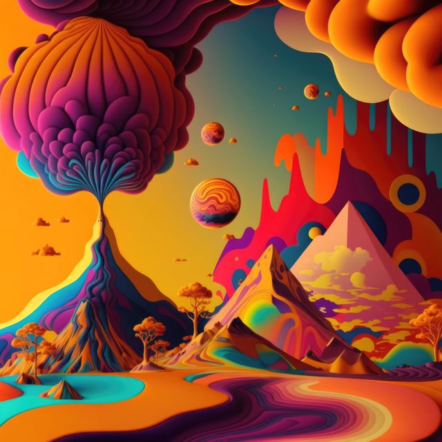 Abstract Surreal Landscape with Vibrant Colors and Fantasy Elements - Download Free Stock Images Pikwizard.com