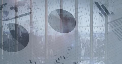 Abstract Financial Data Overlaid on Modern Office Landscape - Download Free Stock Images Pikwizard.com