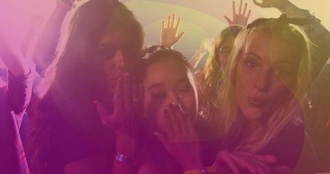 Friends Dancing with Vibrant Party Atmosphere